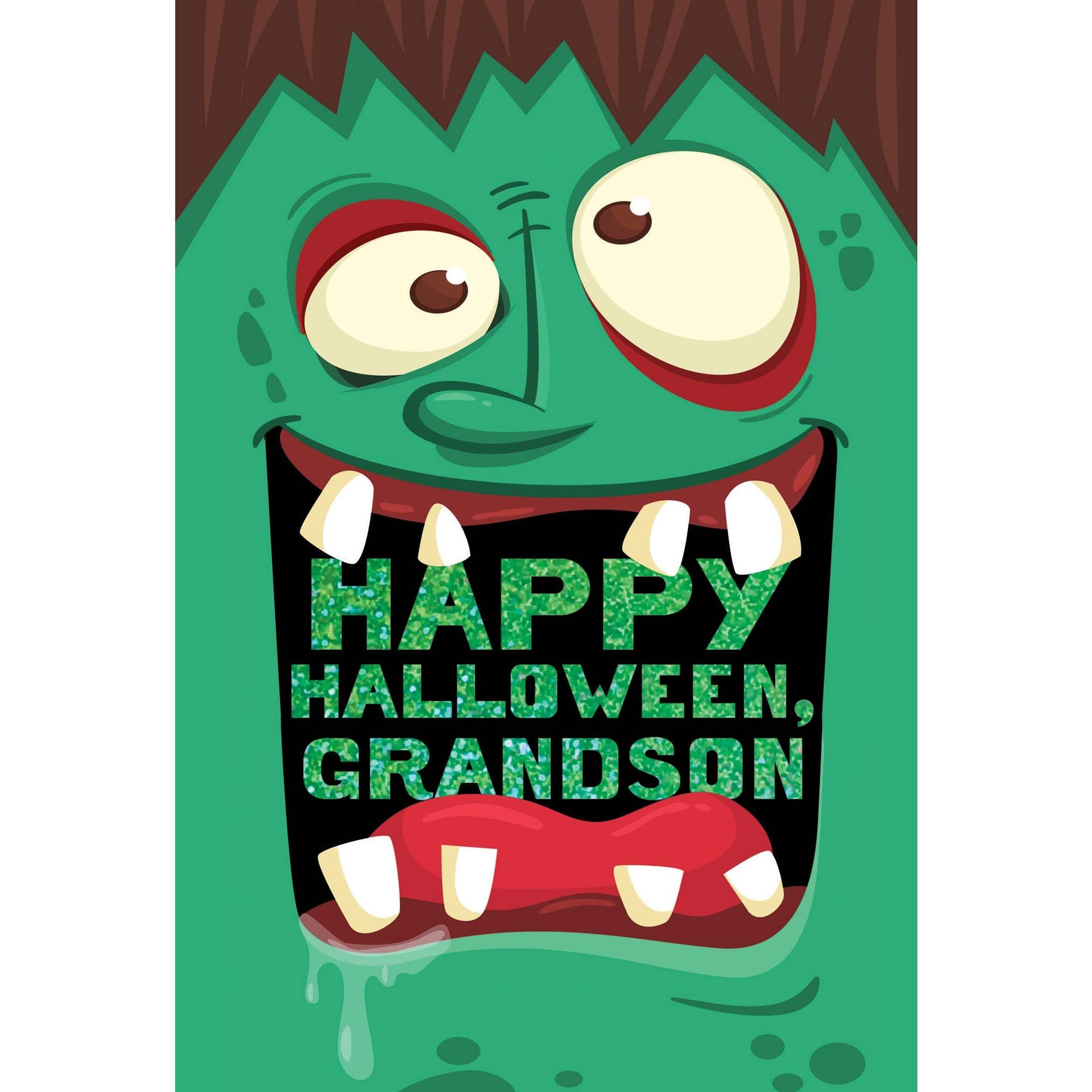 Pictura Frankenstein Face Halloween Card for Grandson, featuring spooky monster design and Halloween-themed artwork.